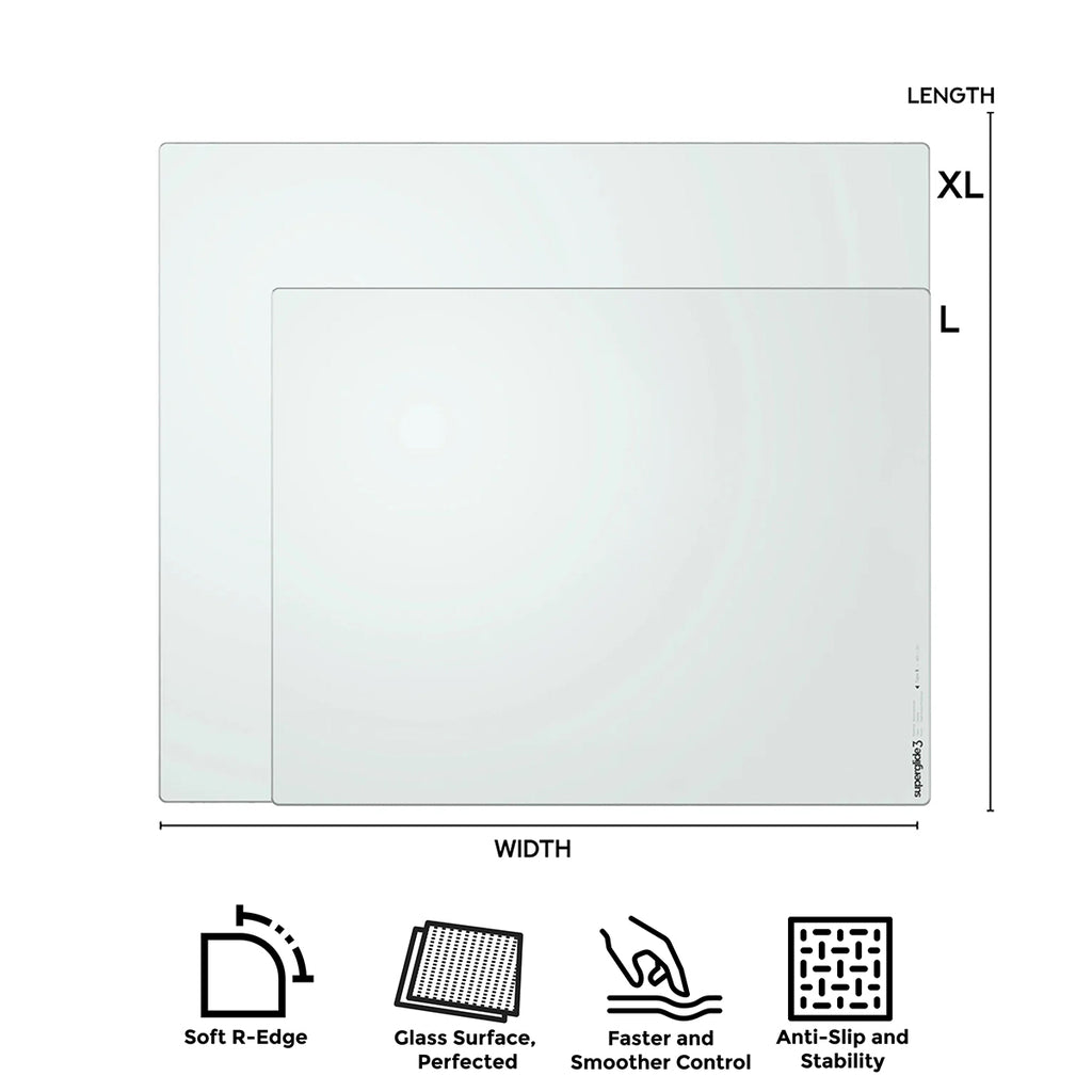 Pulsar Superglide 3 Premium Glass Mousepad (White) (L, XL