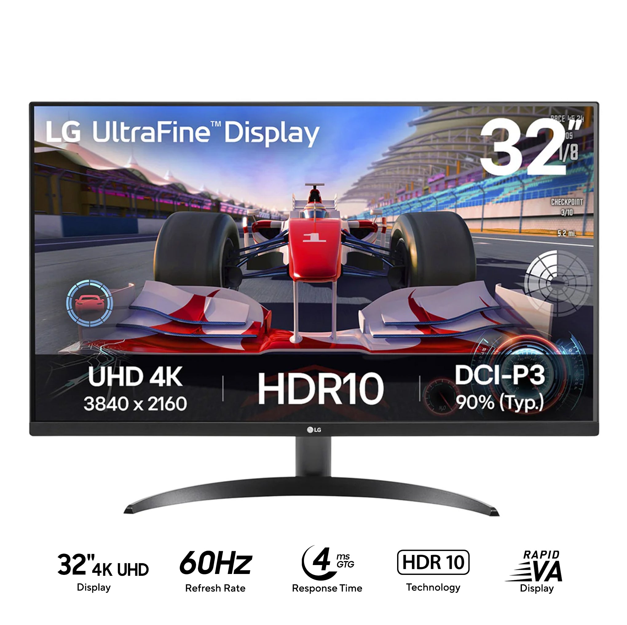 LG UltraFine 32UR500K-B 32" 4K UHD (3840x2160) 60Hz 4ms GTG VA HDR10 Monitor with Built-In Speakers & Tilt Adjustment