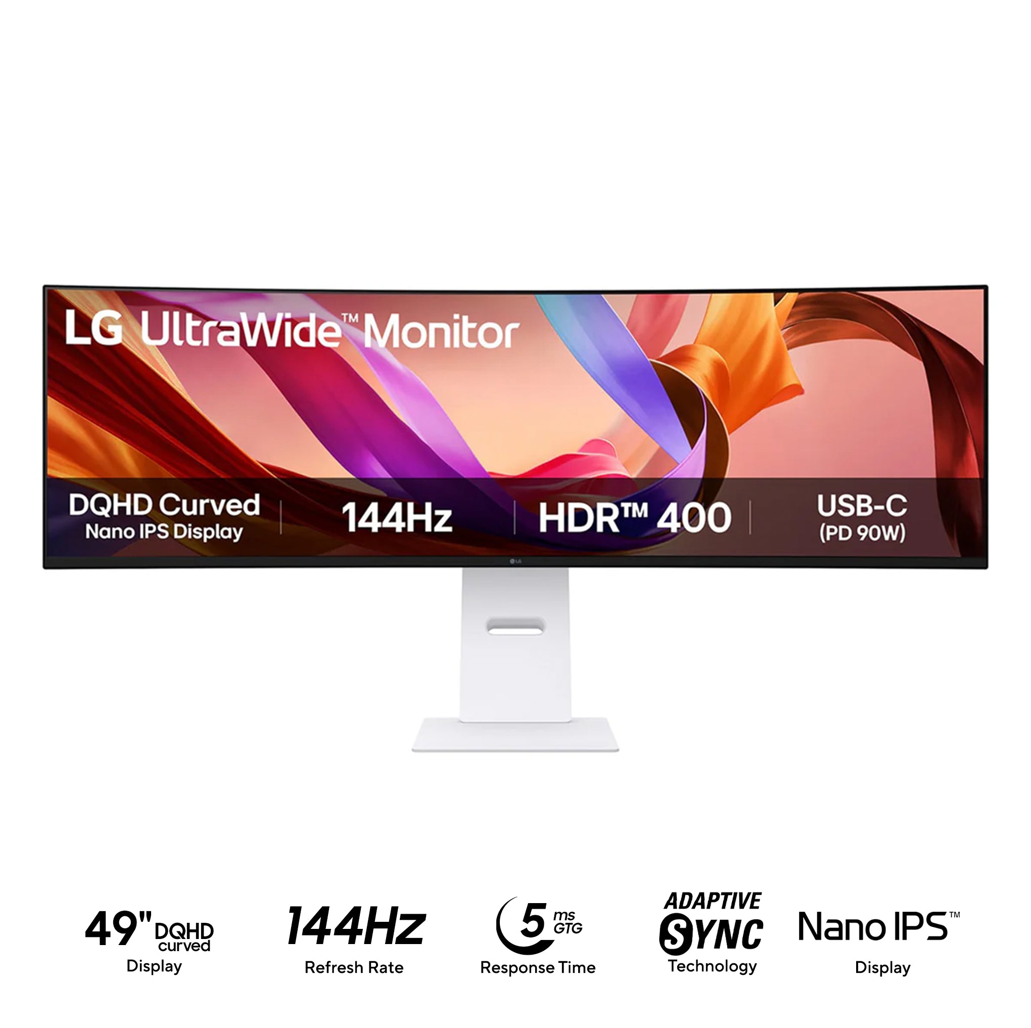 LG Ultrawide 49U950A-W 49" DUAL QHD (5120x1440) 144Hz 5ms (GtG at Faster) IPS Curved Nano Display Monitor