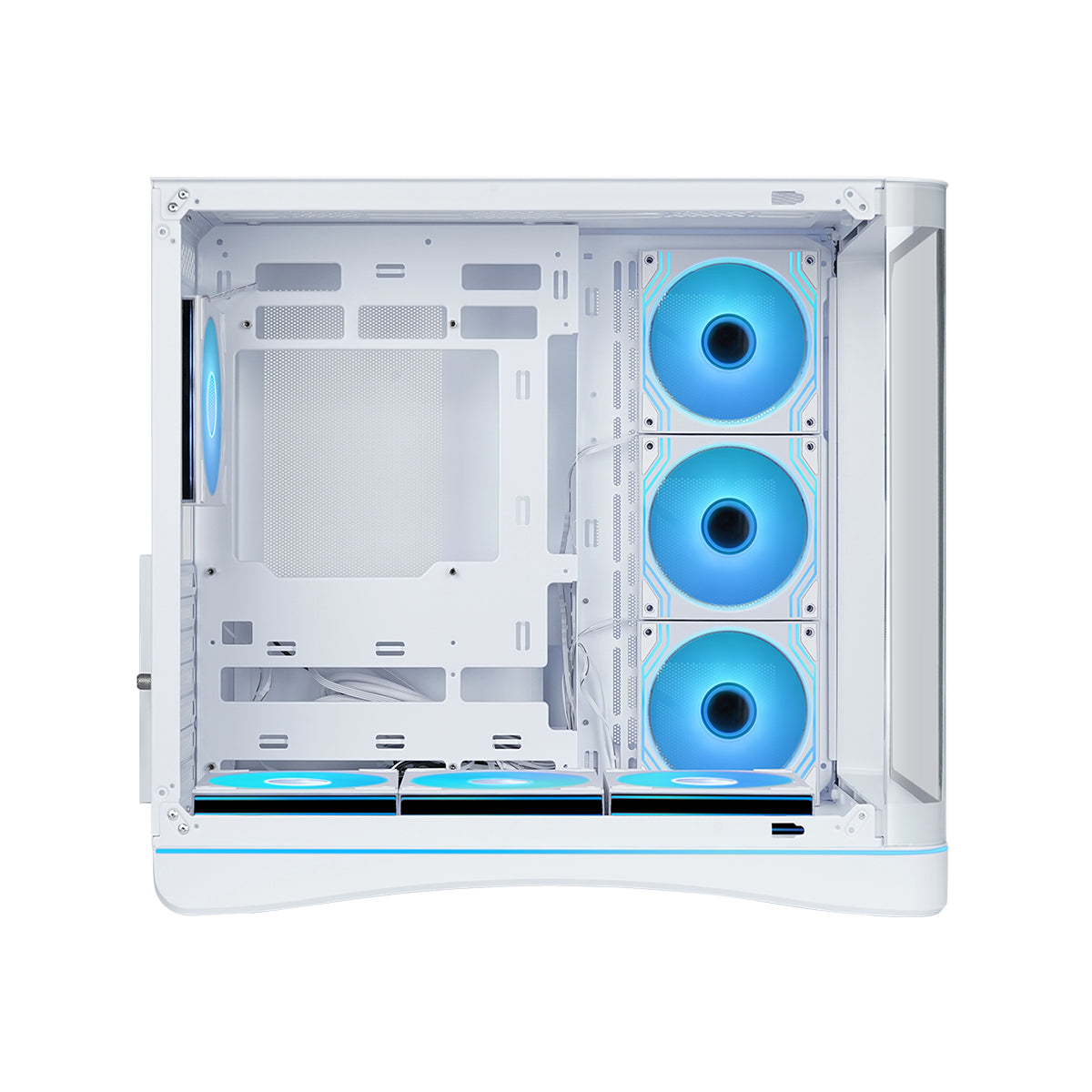 Sama V62 Mid-Tower Curved Panoramic TG Panel PC Case with 7x Pre-Installed ARGB Infinity Fans (Black, White) (V62-BKADA7X1-GL, V62-WHADA7X1-GL)