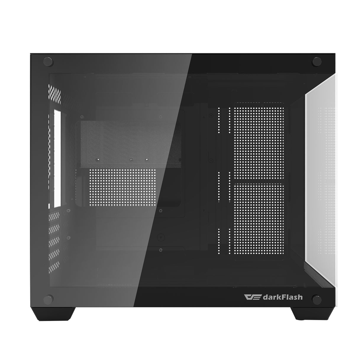 DarkFlash C285MP Exquisite M-ATX PC Case Tempered Glass Panoramic Side Transparent (Black)