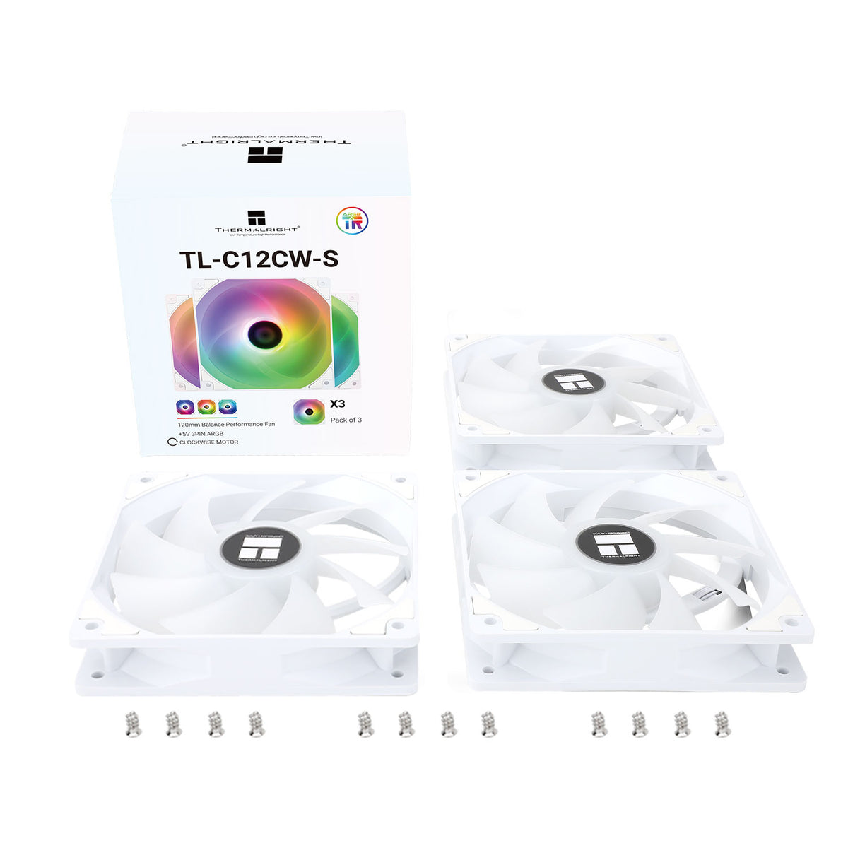 Thermalright TL-C12CW-S ARGB 120mm High Performance PWM Case Fan (White) (3-Pack)