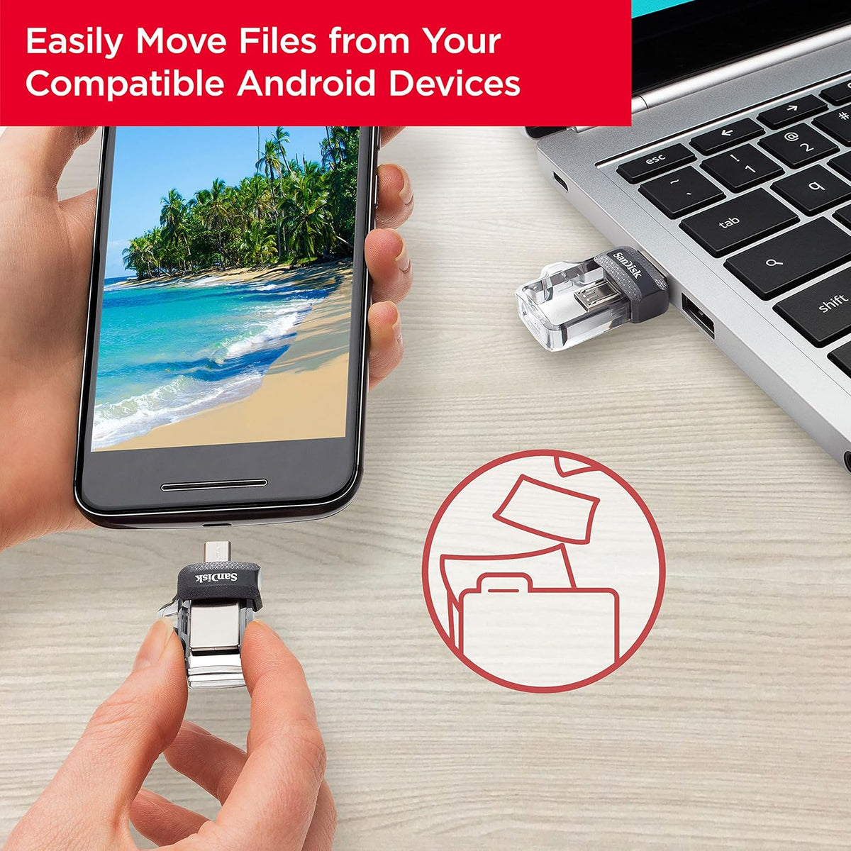 Sandisk Ultra Dual Drive m3.0 USB 3.0 & micro-USB 130MB/s Read