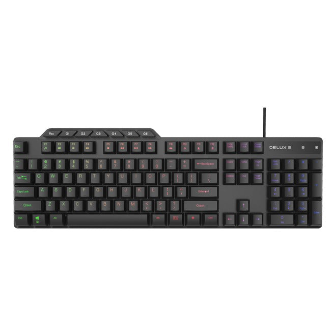 Delux K9800U 104-Keys Wired Gaming Keyboard + Delux M588BU Wired Gaming Mouse Combo (Black)