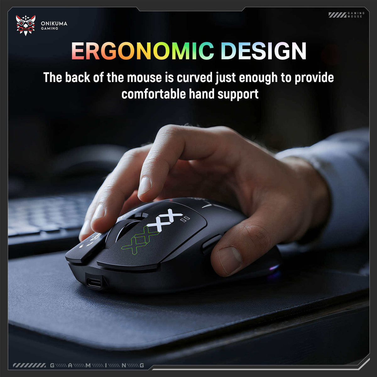 Onikuma DM03 Tri-Mode RGB Wireless Gaming Mouse (Black)