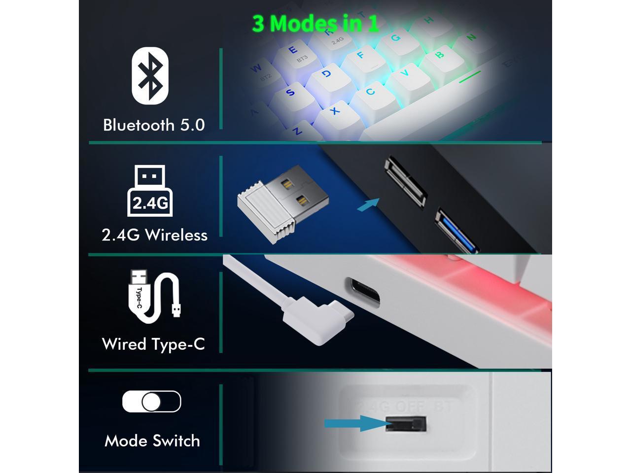 E-Yooso Z-11 Tri-Mode RGB 63 Keys Hot Swappable Mechanical Keyboard White
