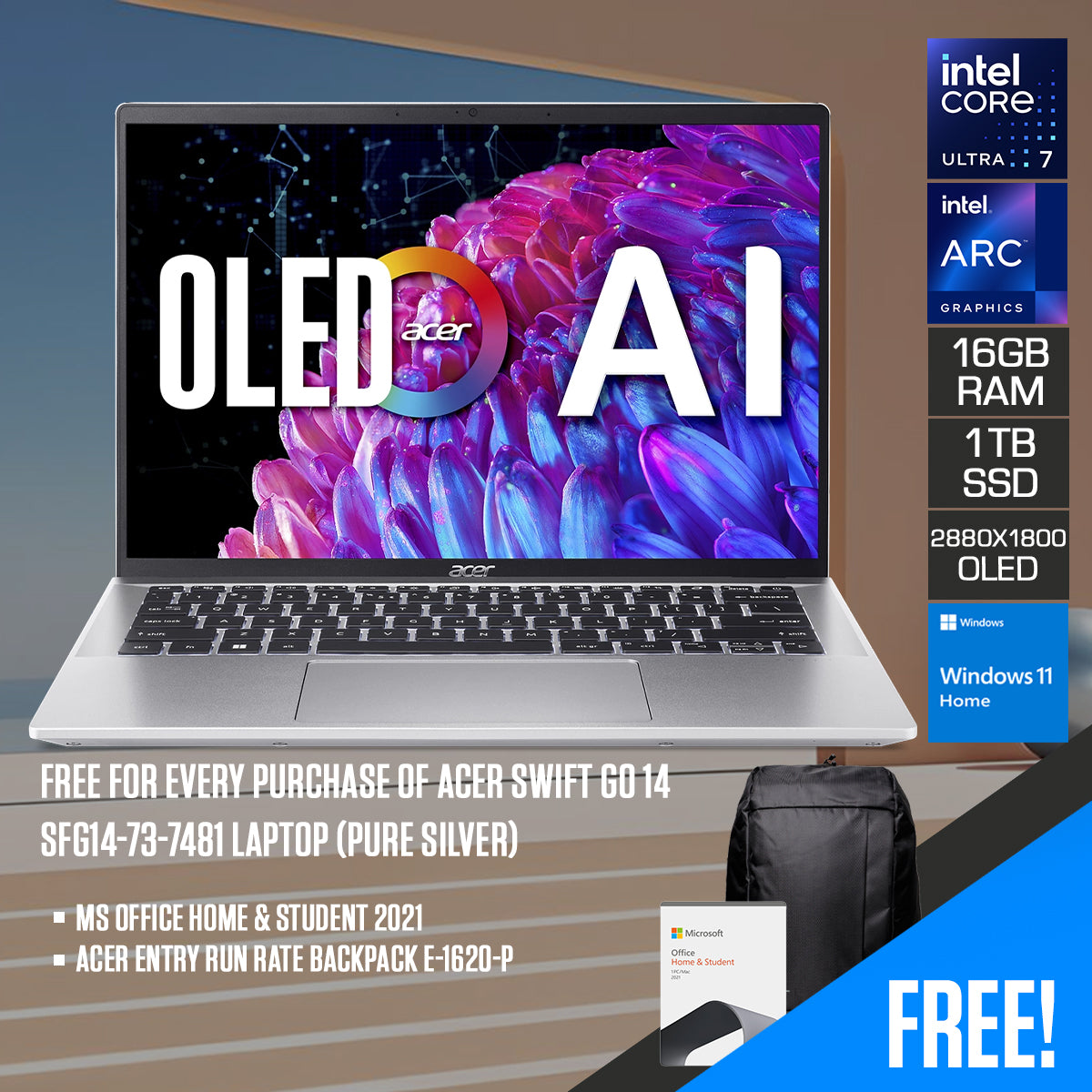 Acer Swift Go 14 SFG14-73-7481 Laptop (Pure Silver)