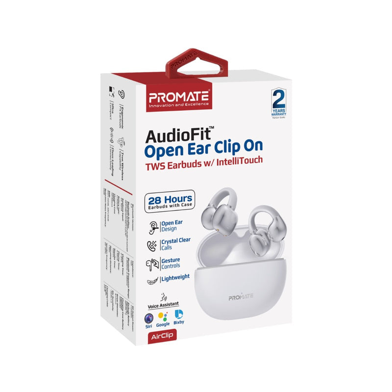 Promate AirClip AudioFit Open Ear Clip on TWS Earbuds with IntelliTouch | DataBlitz