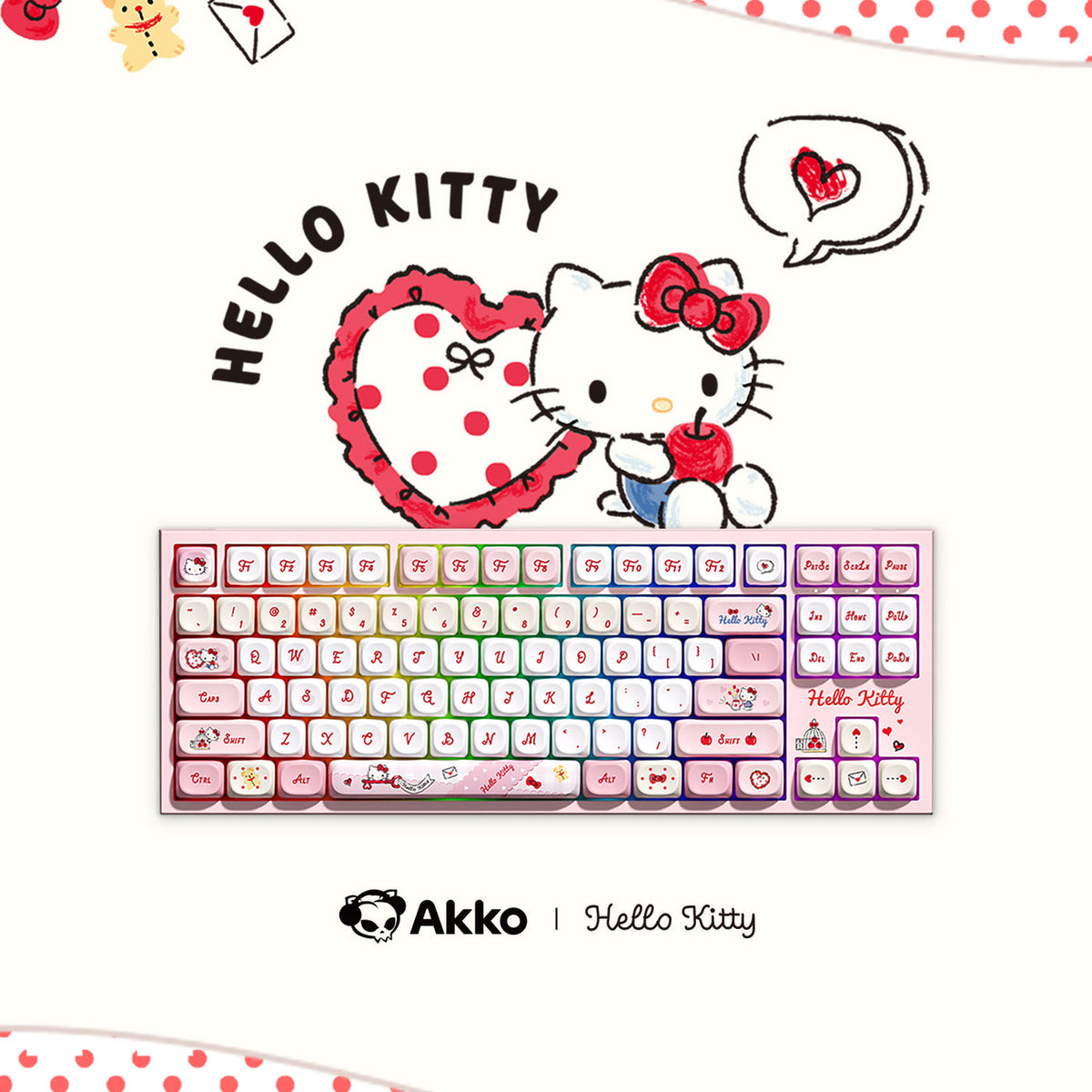 Akko Hello Kitty 5087 V5 Multi-Mode RGB Hot-Swappable Mechanical Keyboard (Akko V3 Piano Pro Switch) (103-K064A-010)