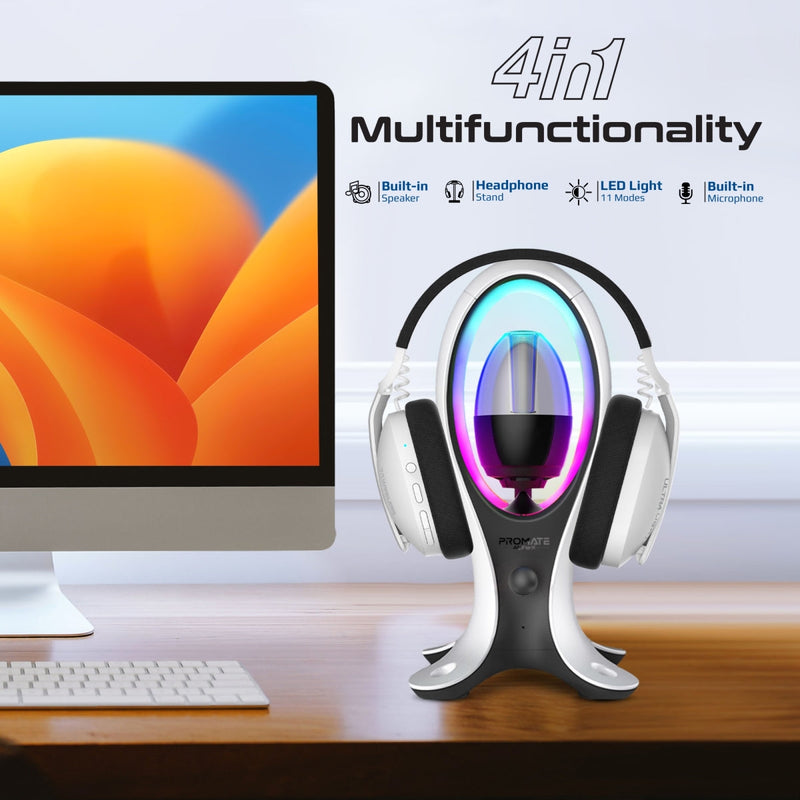 Promate Alpha-X Dynamic High Fidelity Dual Mode RGB Speaker w/ Headphone Stand & USB Hub