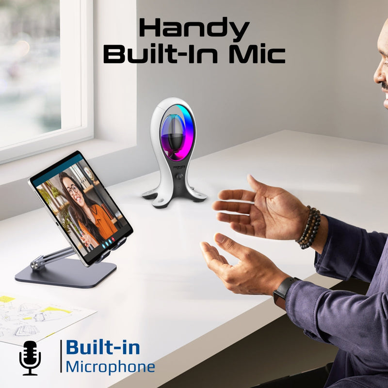 Promate Alpha-X Dynamic High Fidelity Dual Mode RGB Speaker w/ Headphone Stand & USB Hub