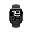 Apple Watch Series 10 GPS 42mm Aluminum Case with Black Sport Band - (Jet Black) (S/M, M/L) (MWWE3ZP/A, MWWF3ZP/A)