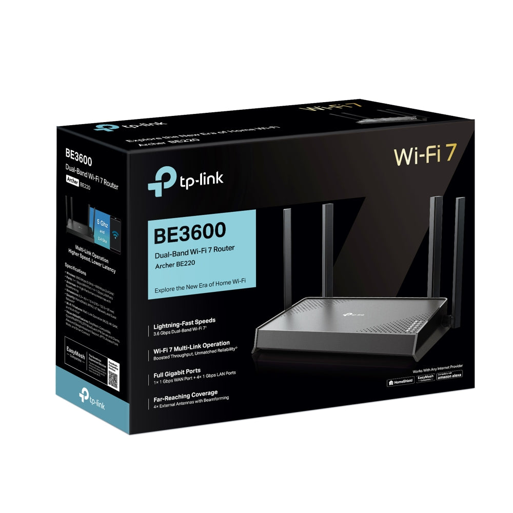 TP-Link BE3600 Dual-Band Wi-Fi 7 Router (Archer BE220)
