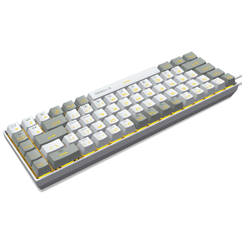 E-Yooso Z-686 Yellow Single Light 68 Keys Hot-Swappable Wired Mechanical Keyboard White/Grey