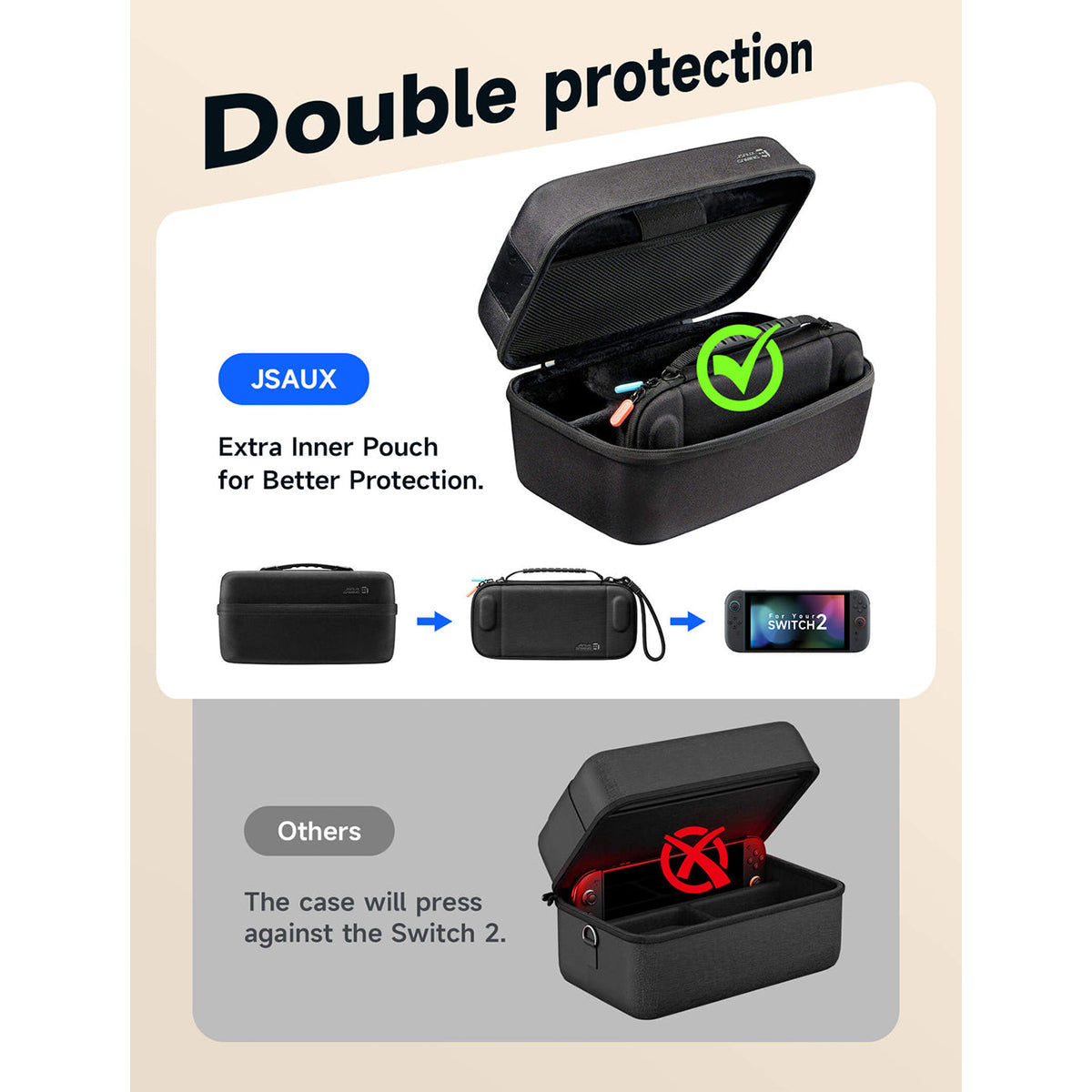 JSAUX FlexForm Max All-in-One Modular Case for Nintendo Switch 2 (Black) (BG0134)