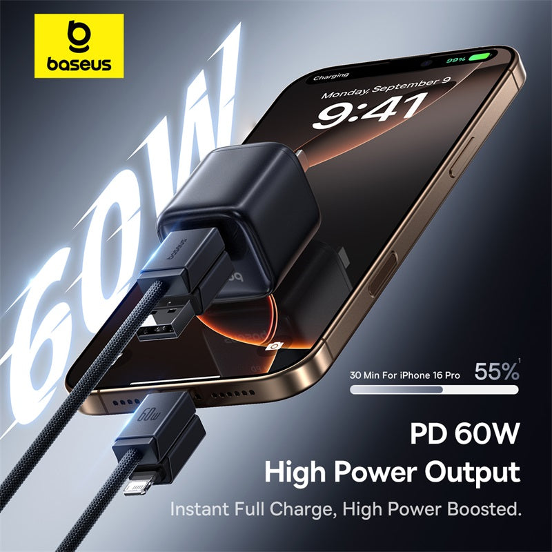 Baseus Versatile Two-for-Two Fast Charging Cable U+C to C+L 60W 2M