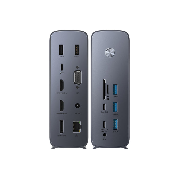 Baseus UnionJoy Pro 17-Port Quadruple-Dispaly Multifunctional Hub Docking Station (Grey)