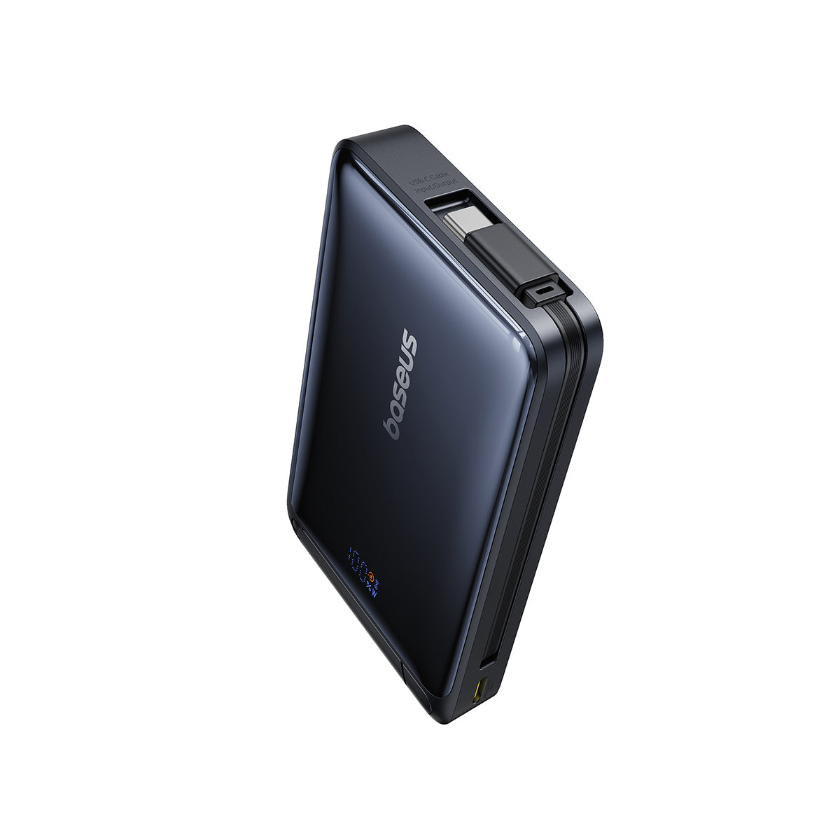 Baseus Nomos Qi2 Magnetic Power Bank 10000mAh 45W with Built-in USB-C Cable & Kickstand (Black) (P10078800123-00)