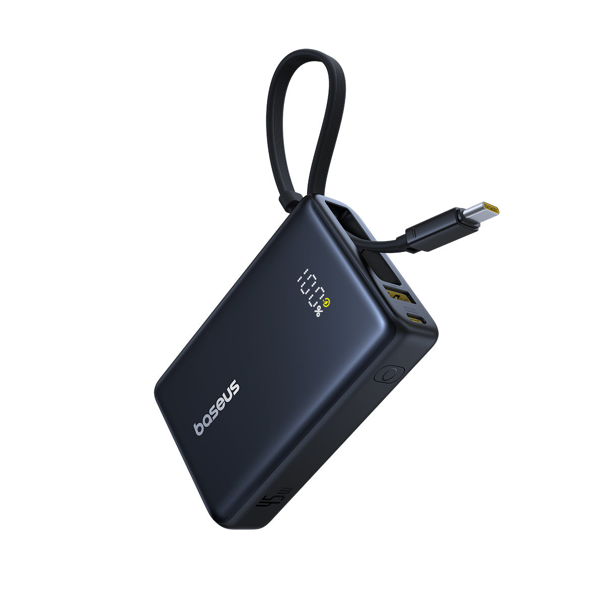 Baseus PicoGo Digital Display Power Bank 10000mAh 45W with Built-in USB-C Cable (Cosmic Black)