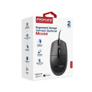 Promate CM-1200 Ergonomic Design Wired Optical Mouse (Black) | DataBlitz