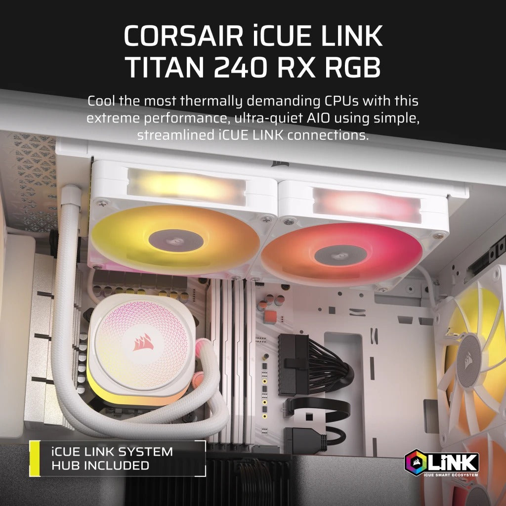 Corsair iCUE LINK TITAN 240 RX RGB AIO Liquid CPU Cooler (Black, White)