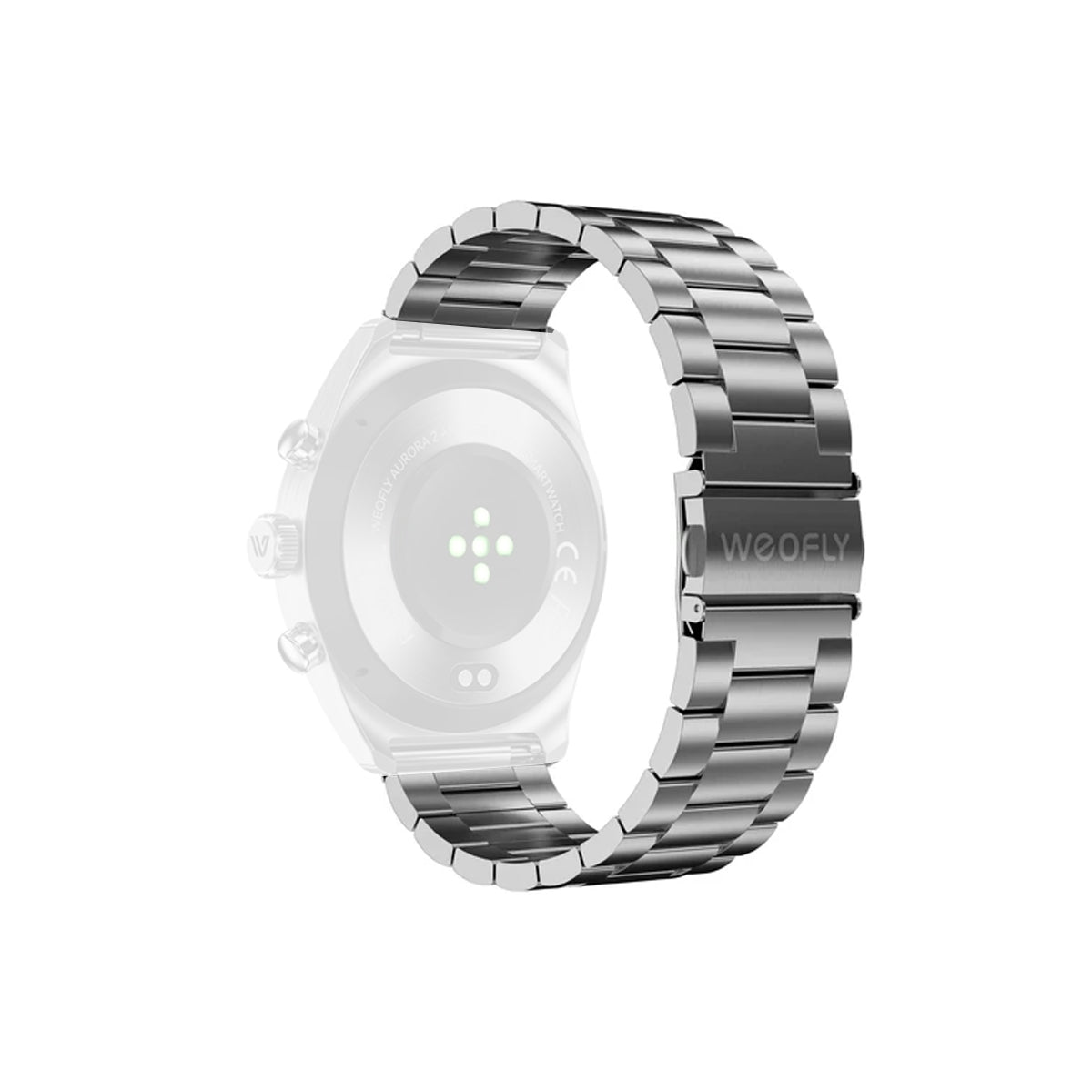 Weofly WF09 22mm Stainless Steel Watch Strap (Black, Silver) (WFWB719BL, WFWB719SL)