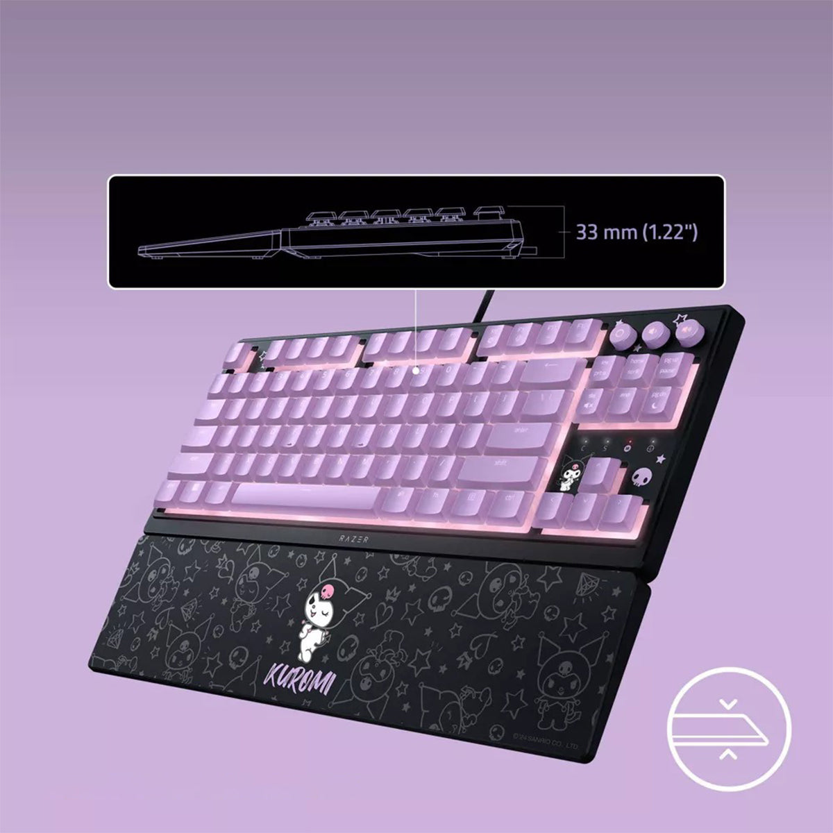 Razer Ornata V3 Tenkeyless Compact Low Profile Gaming Keyboard (Kuromi Edition)