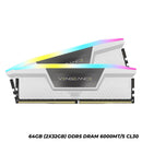 Corsair Vengeance RGB 64GB (2x32GB) DDR5 DRAM 6000MT/s CL30 AMD EXPO & Intel XMP Memory Kit (White)