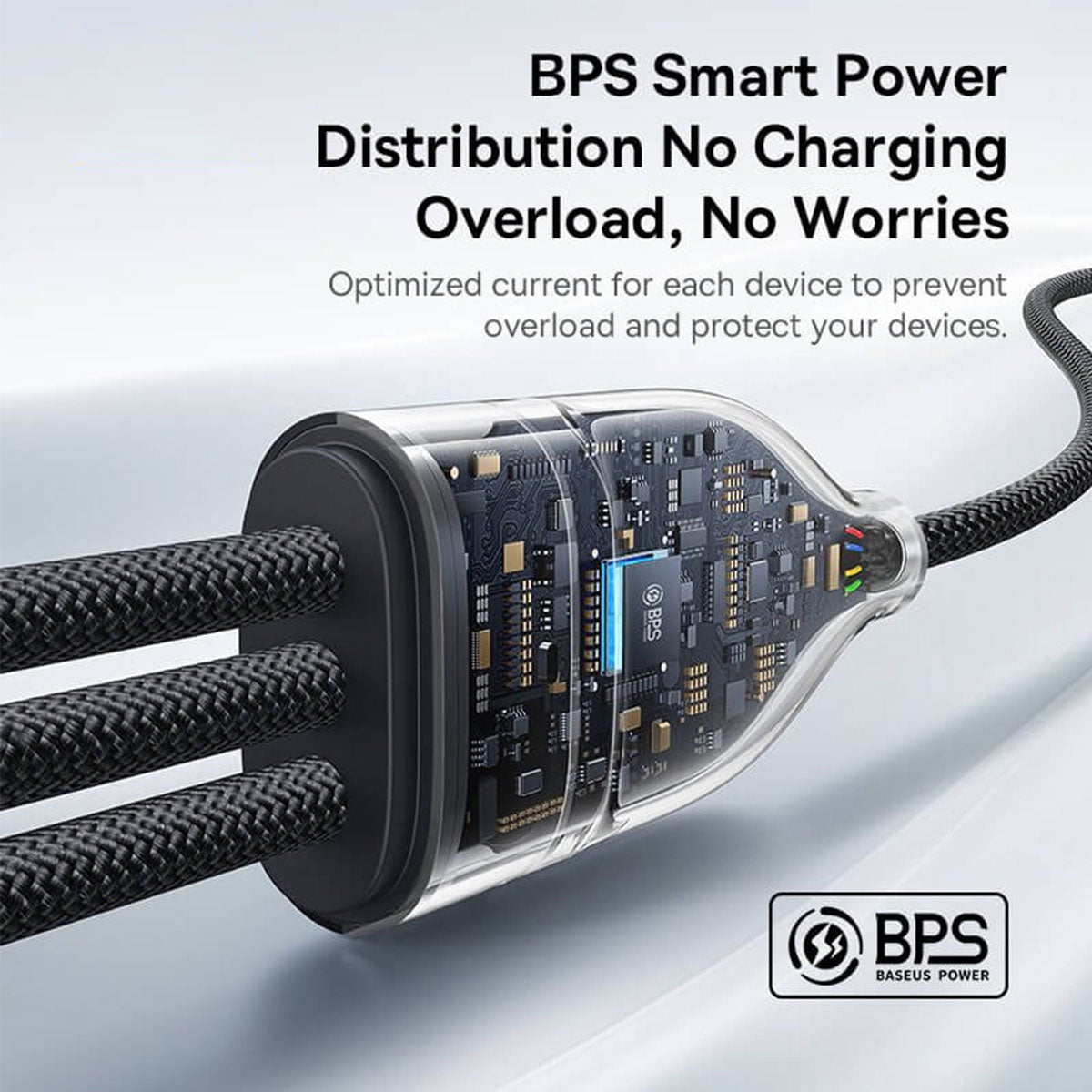 Baseus Flash Series III One-For-Three Fast Charging Cable USB-C to C+C+C 100W 1.5m (Cluster Black)