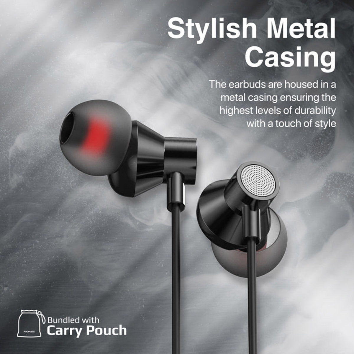Promate Silken-C Ergonomic In-Ear USB-C Wired Stereo Headphones (Grey)