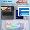 E-Yooso Z-94 Tri-Mode RGB 94-Keys Hot-Swappable Mechanical Keyboard White/Blue (Linear White switch)