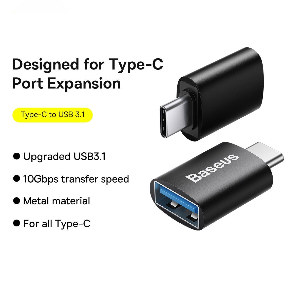 Baseus Ingenuity Series Mini OTG Adapter Type-C to USBA 3.1 (Black) (ZJJQ000001)