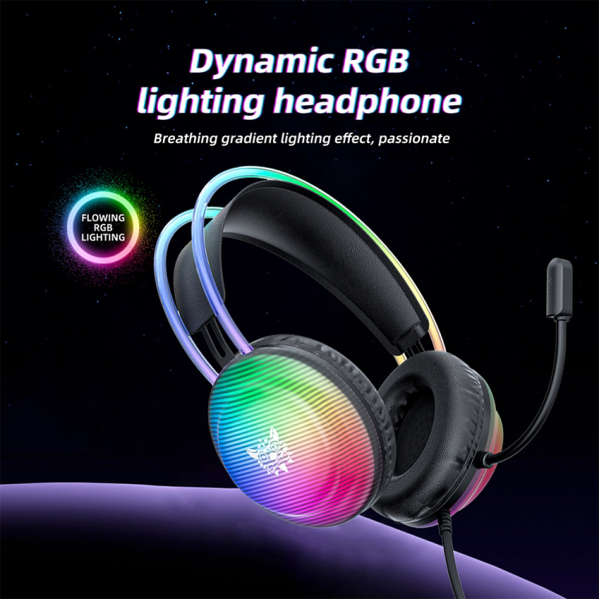 Onikuma X29 RGB Wired Gaming Headset with Noise Cancelling Microphone (Black)