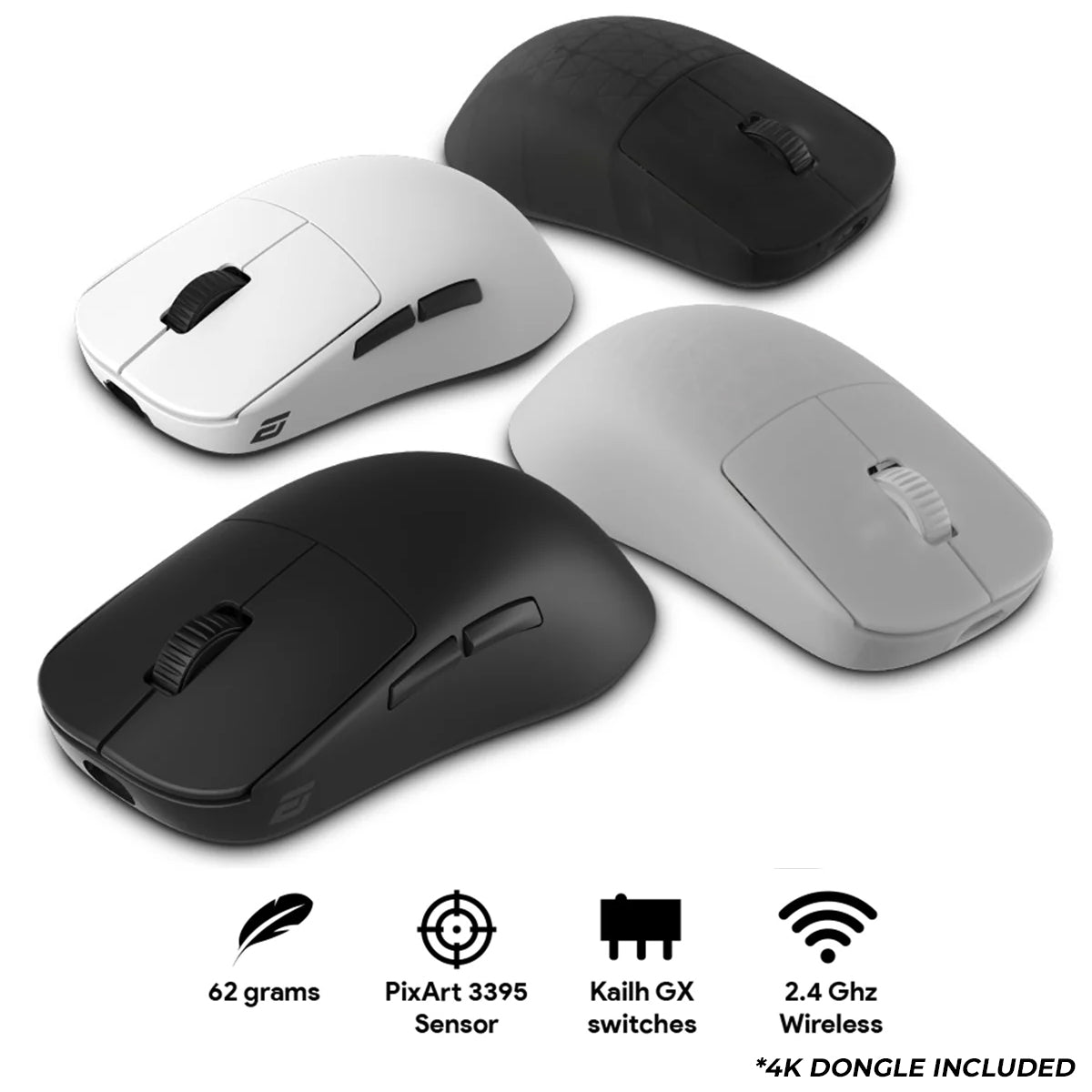 Endgame Gear OP1w 4K Wireless Gaming Mouse (Dark Frost, White Frost, B