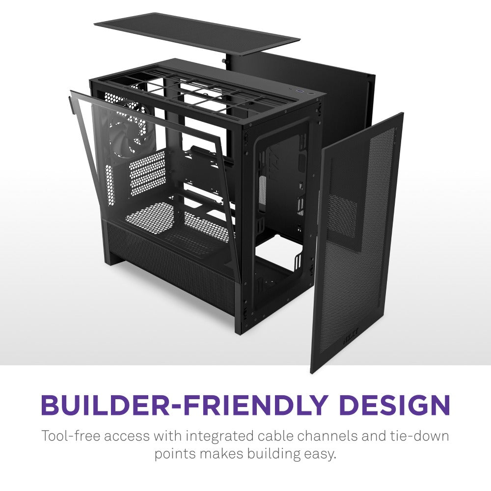 NZXT H3 Flow TG Side Panel Micro-ATX Airflow Case