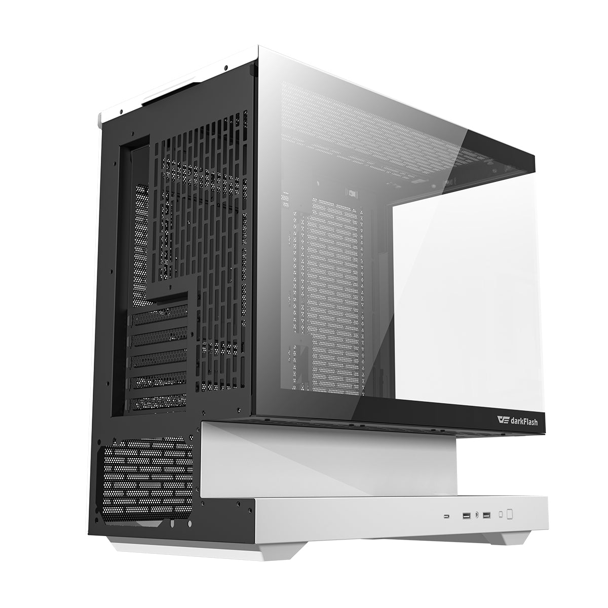 DarkFlash Floatron F1 B&W Combo M-ATX PC Case Tempered Glass Panel