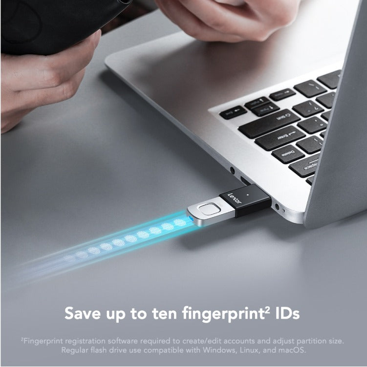 Lexar JumpDrive Fingerprint F35 PRO 128GB USB 3.2 Gen 1 Type-A 400MB/s Read Flash Drive