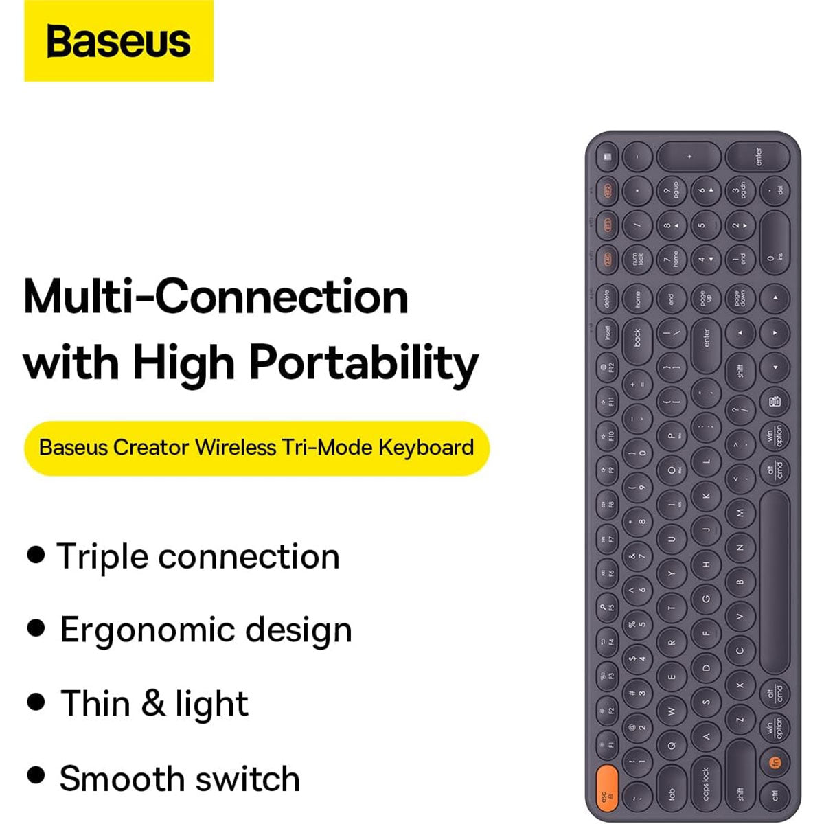 Baseus K01B Wireless Tri-Mode Keyboard (Frosted Grey) (B00955504833-00)