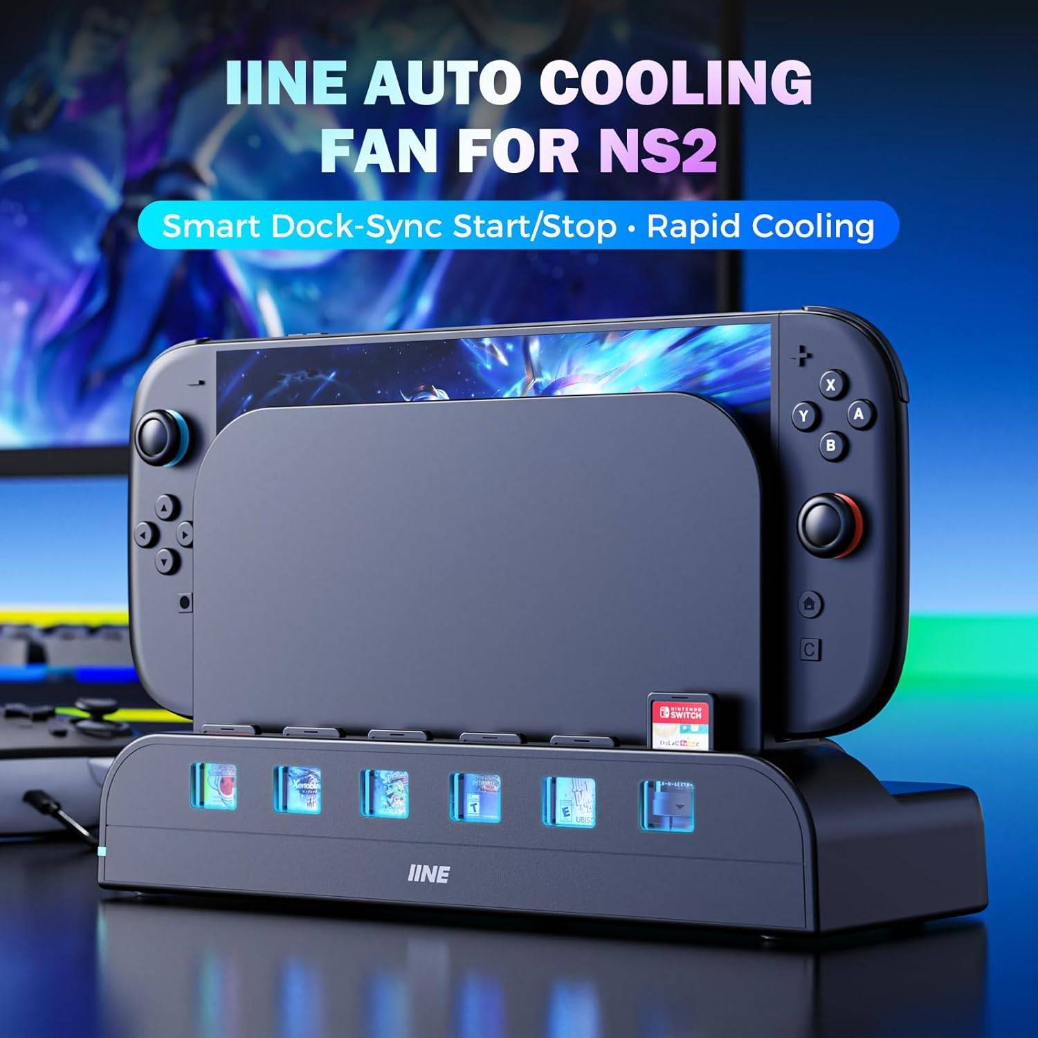 IINE Dock-Synced Auto Cooling Fan for Nintendo Switch 2 (L1259)