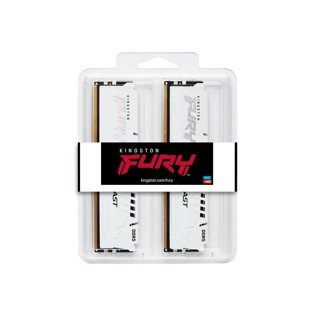 Kingston Fury Beast 64GB (2X32GB) DDR5 Expo 5200MT/S CL36 Memory (White)  (KF552C36BWEK2-64)