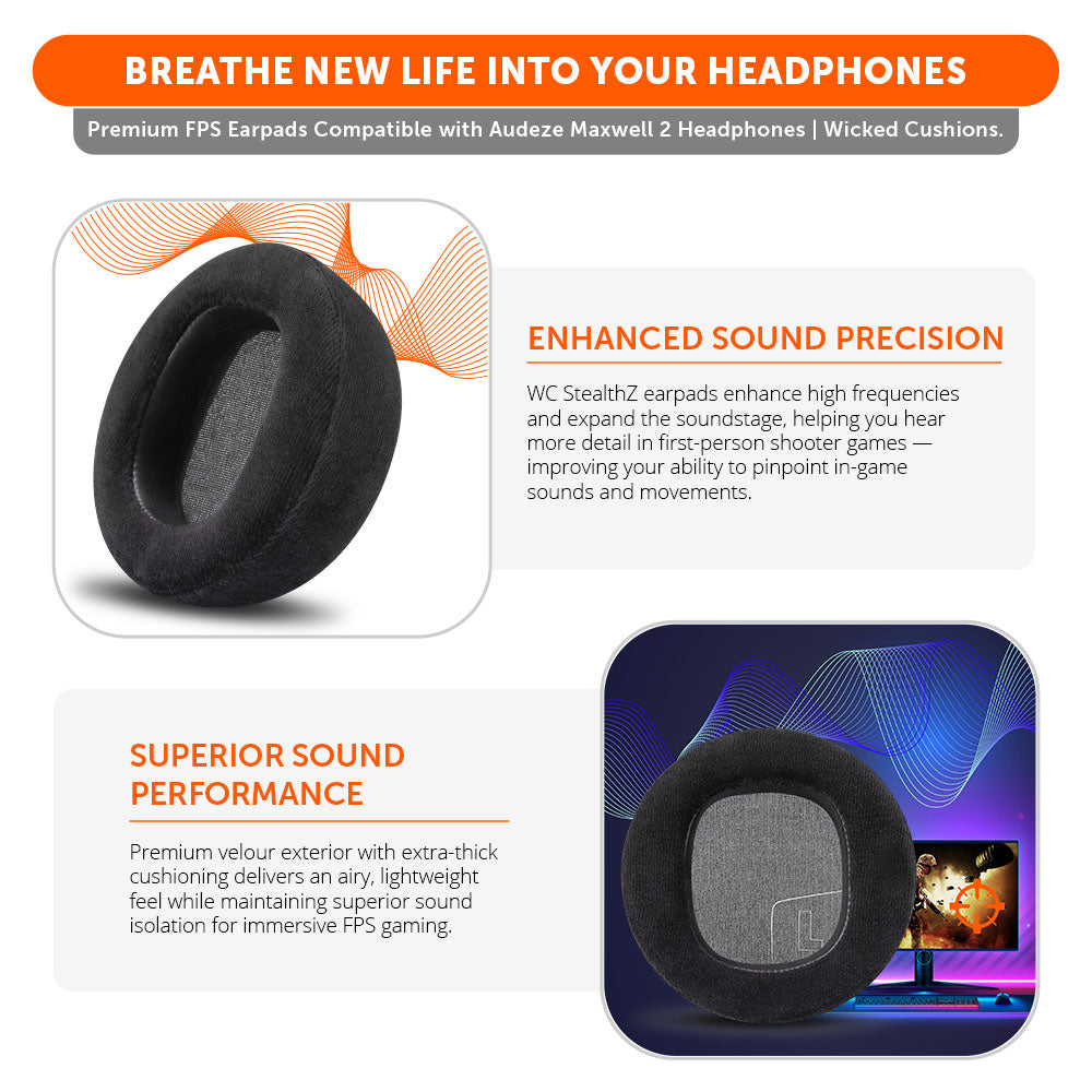 Wicked Cushions Audeze Maxwell 2 Earpads - WC StealthZ