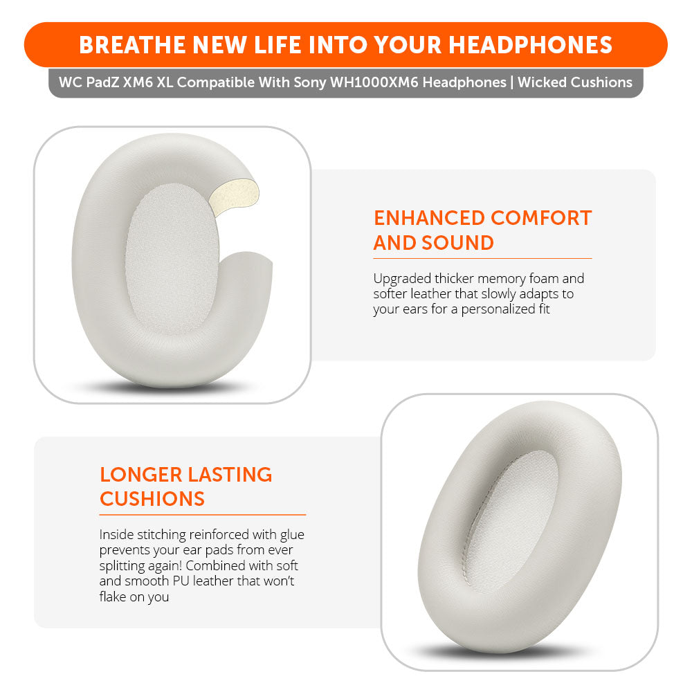Wicked Cushions WC PadZ XM6 XL - Replacement Ear Pads For Sony WH-1000