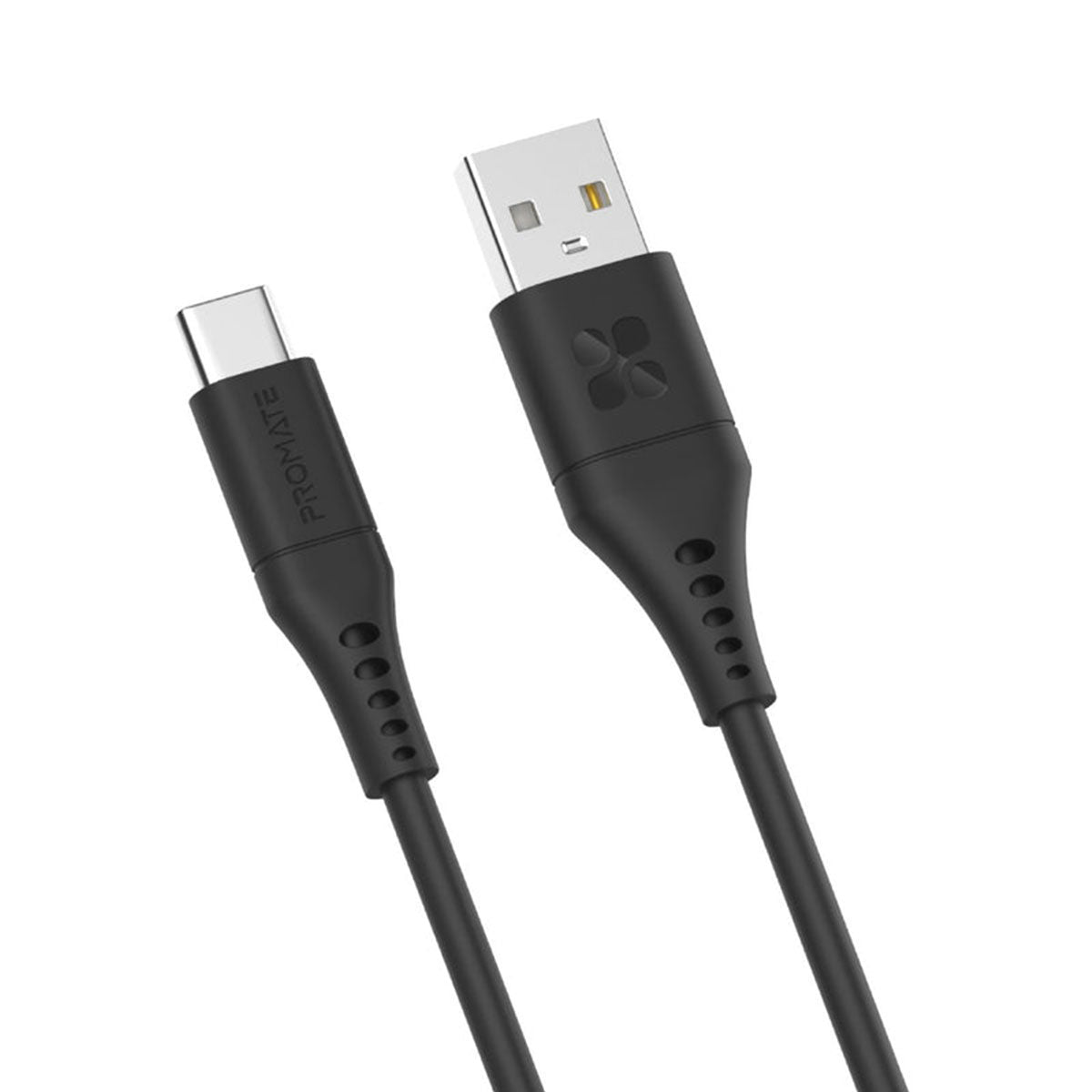 Promate Powerlink-AC120 Ultra-Fast USB-A TO USB-C Soft Silicone Cable (Black)