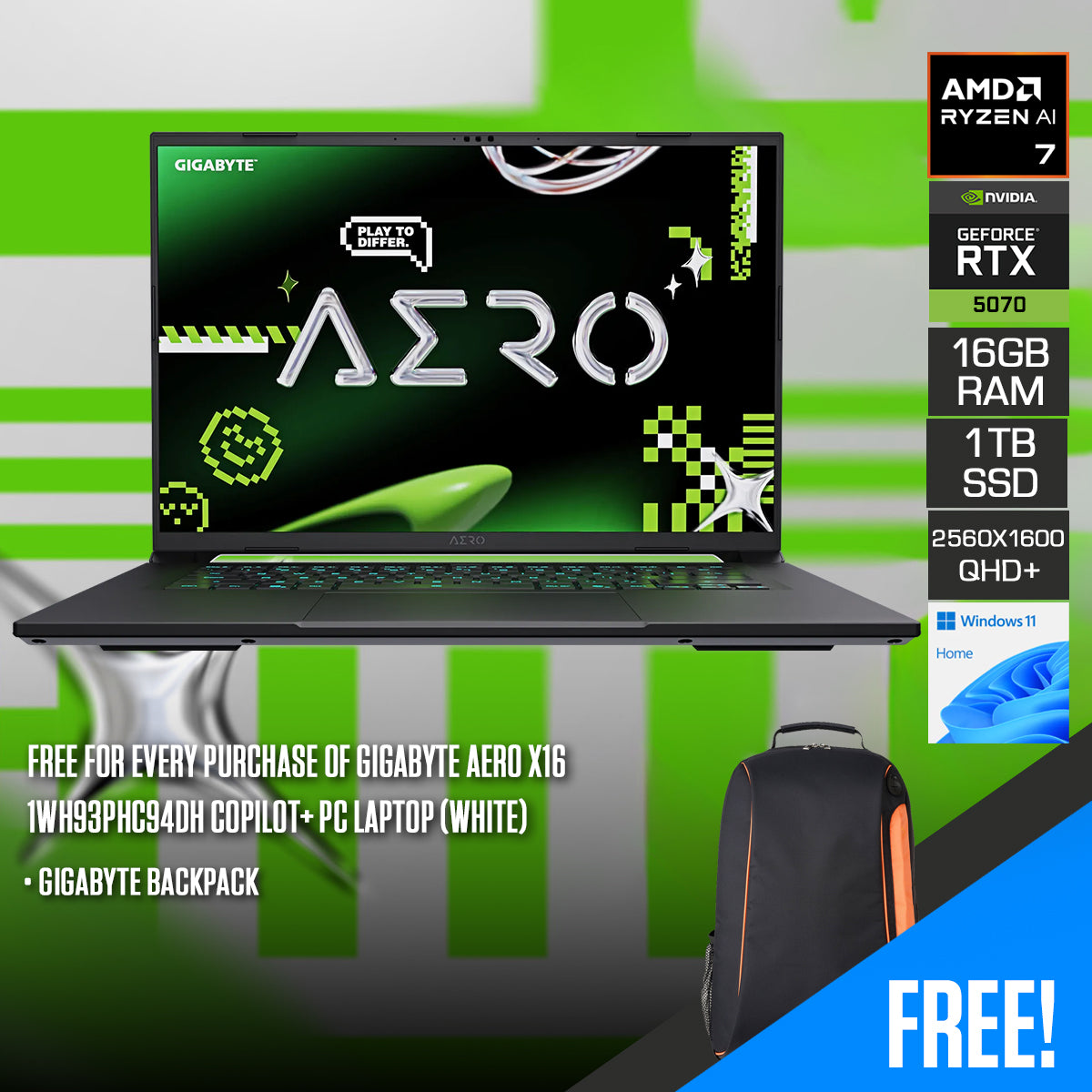 Gigabyte Aero X16 1WH93PHC94DH Copilot+ PC Laptop (White) | DataBlitz
