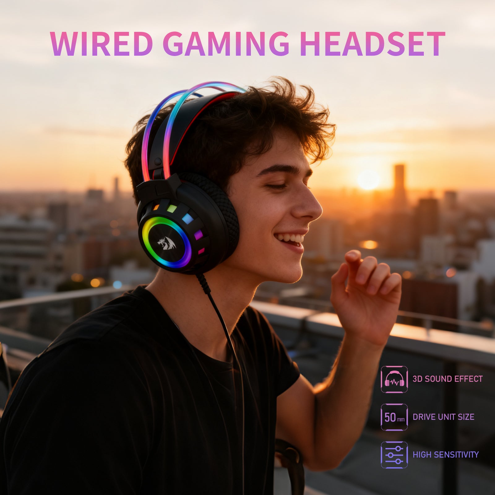 Redragon Circa H281 RGB Wired Gaming Headset (Black)