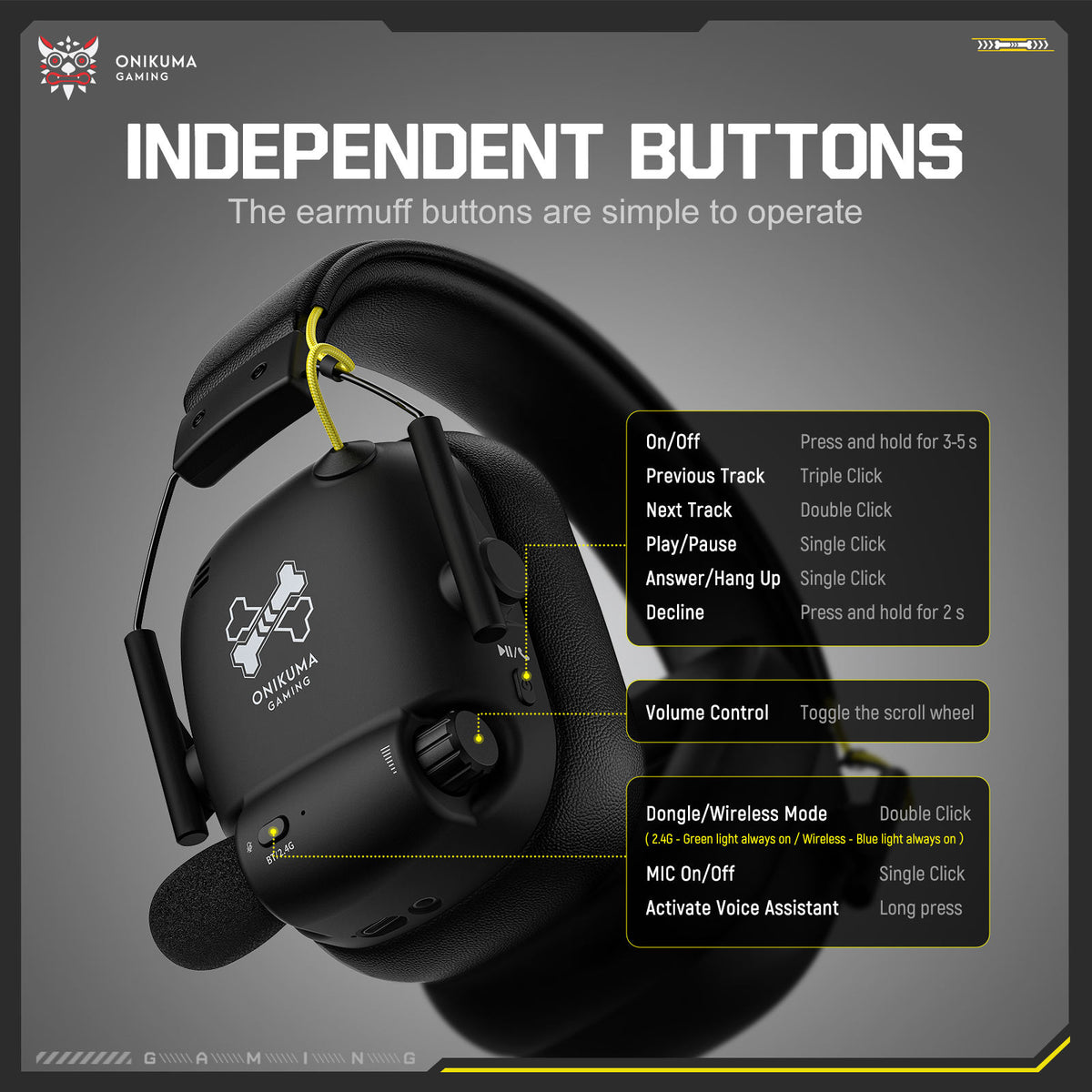 Onikuma GT888 4-Mode Gaming Headset (Black)