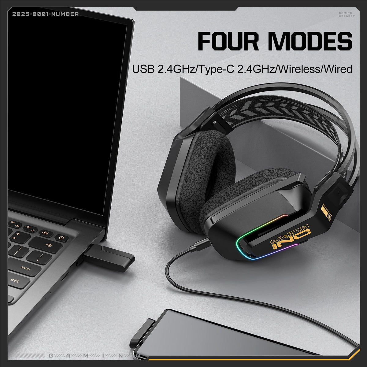 Onikuma GT828 Wireless Gaming Headset (Black)