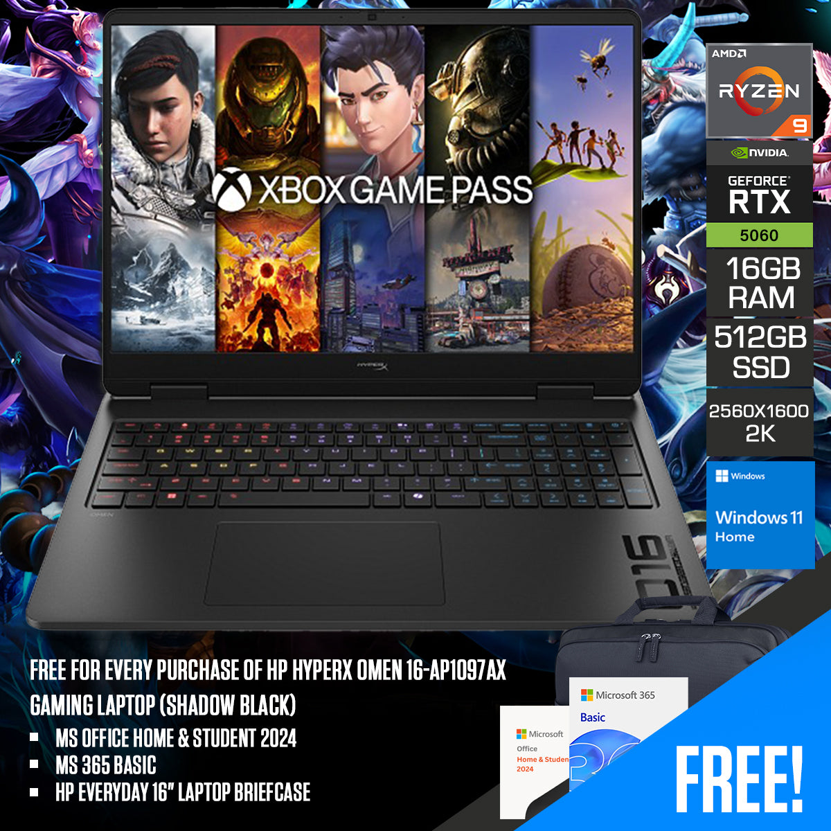 HP HyperX OMEN 16-ap1097AX Gaming Laptop (Shadow Black)
