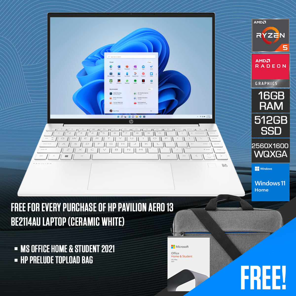 HP Pavilion Aero 13-BE2114AU Laptop (Ceramic White) | 13.3