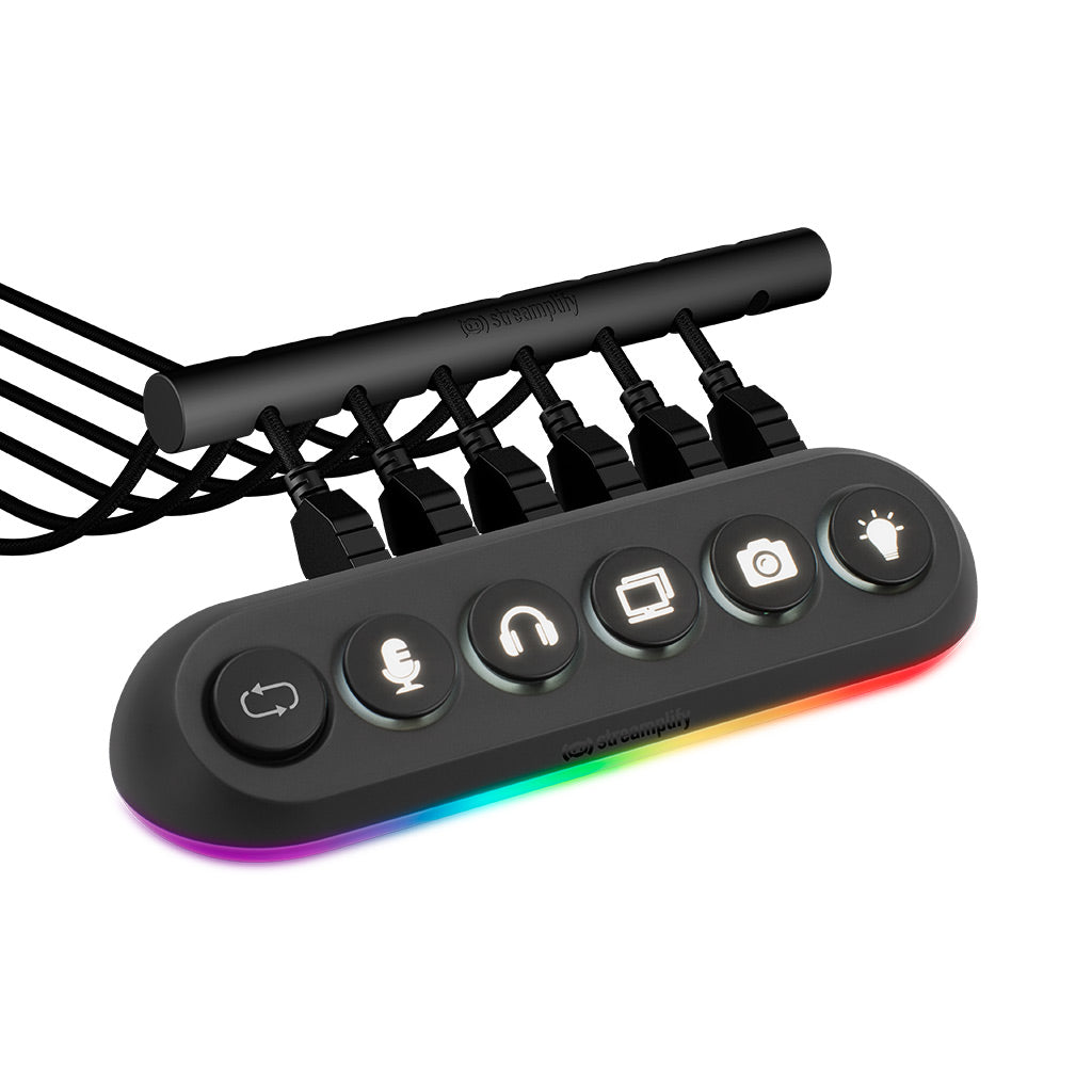 Streamplify Hub Deck 5 5-Port RGB USB Hub 7-Swappable Keycaps (Black)